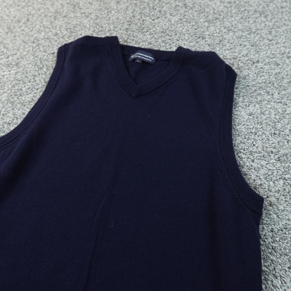 Hart Schaffner Marx Sweater Vest Mens L Blue Merino Wool V Neck Knit Pullover